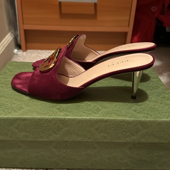 GUUCI blonde 70mm interlocking G mules - Picture 3 of 6